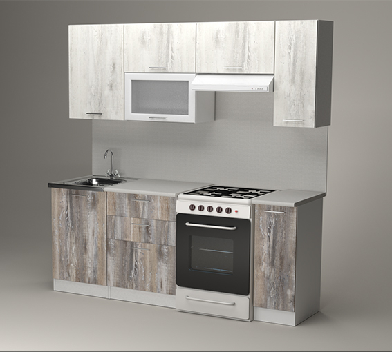 Кухонные гарнитуры, Кухонный гарнитур Инна ультра 2,0 м Пайн Белый/Пайн Экзотик ЛДСП