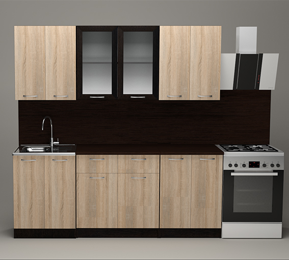 Кухонные гарнитуры, Кухонный гарнитур Сабрина ультра 2,0 м Дуб Сонома ЛДСП