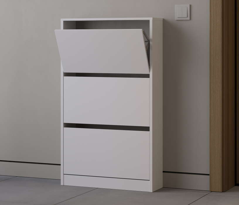 Прихожие, Прихожая Тренд с антресолью и рейками Белый/Белла Кашемир серый