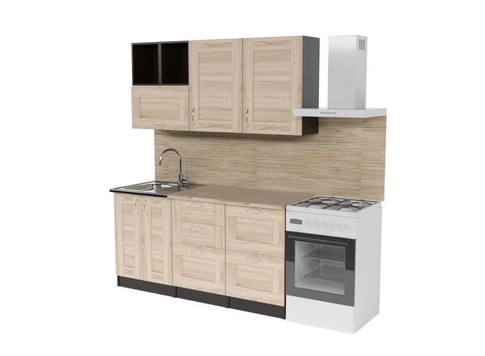 Кухонные гарнитуры, Кухонный гарнитур Томилла стандарт 4 1,6 м Квадро Дуб Сонома ЛДСП