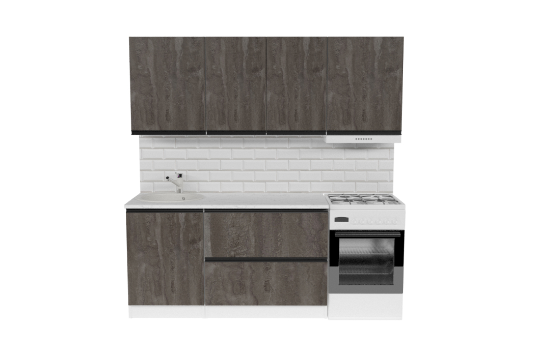 Кухонные гарнитуры, Кухонный гарнитур Ноктюрн макси 1,8 м Бетон темный ЛДСП