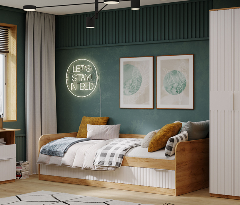 Кровати 90 см, Кровать комбинированная Хилтон (900) тип 1