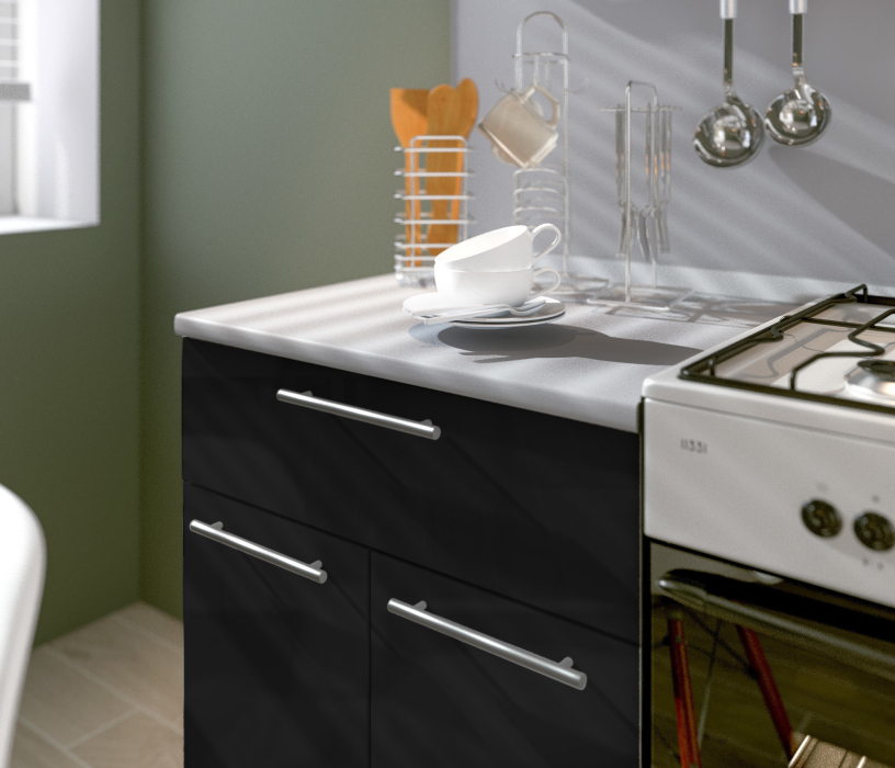 Кухонные гарнитуры, Анна Черный Металлик L-1800