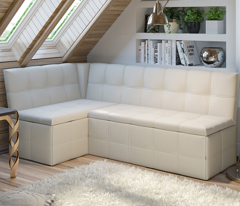 Диваны угловые кухонные, Скамья угловая со спальным местом Домино исп. 2 кашемир