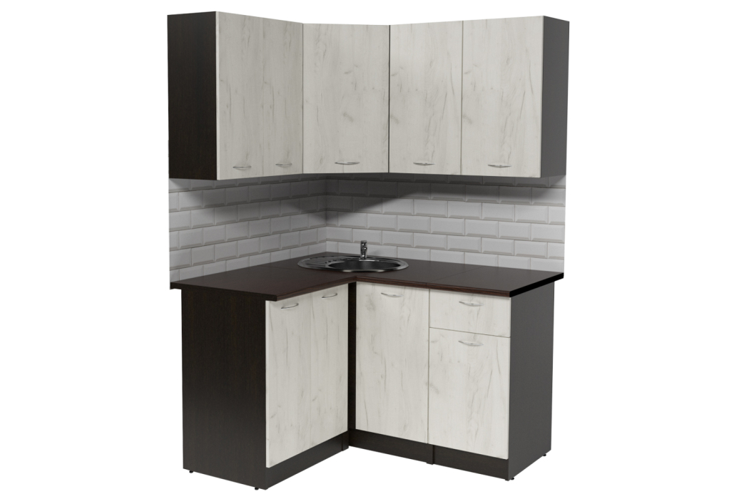 Кухонные гарнитуры, Кухонный гарнитур Лоретта прайм 1,2 х 1,4 м Дуб грей ЛДСП