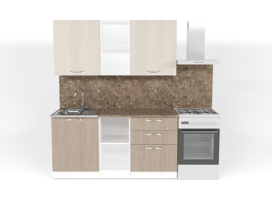 Кухонные гарнитуры, Кухонный гарнитур Ольга стандарт 5 1,6 м Латте / Карамель ЛДСП