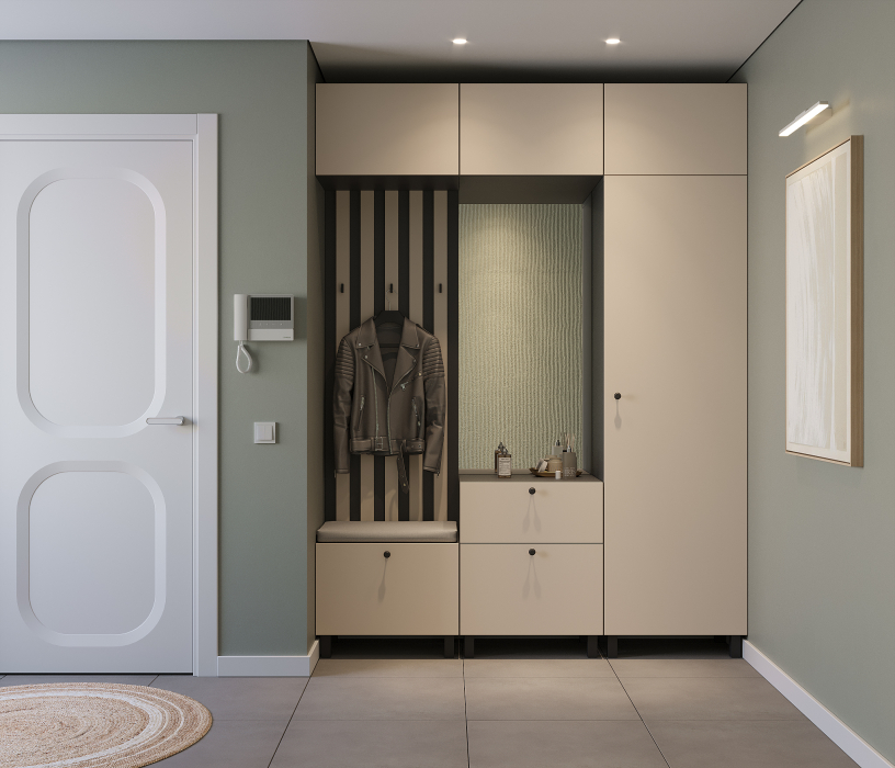 Прихожие, Прихожая Тренд с антресолью и рейками Диамант серый/Белла Кашемир серый