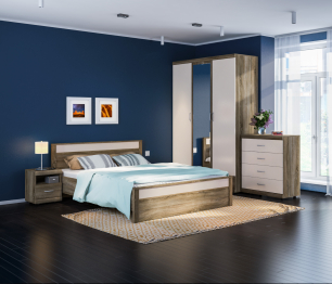 Монако Спальня (кровать + тумбы + комод + шкаф)