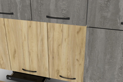 Кухонный гарнитур Сапфир 2 3,0 м Дуб золотой / Бетон темный ЛДСП