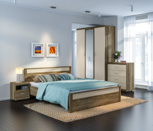 Монако Спальня (кровать + тумбы + комод + шкаф)