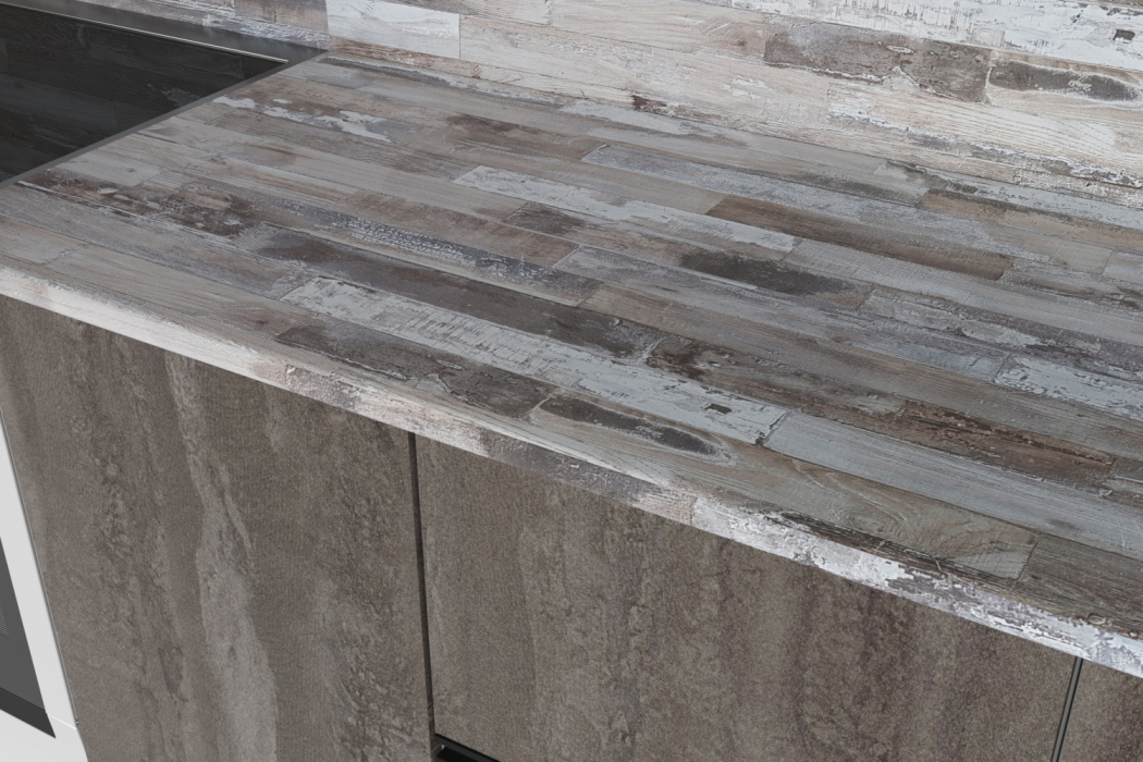 Кухонные гарнитуры, Кухонный гарнитур Нефрит Экстра 2,5 м Бетон темный/Бетон светлый ЛДСП