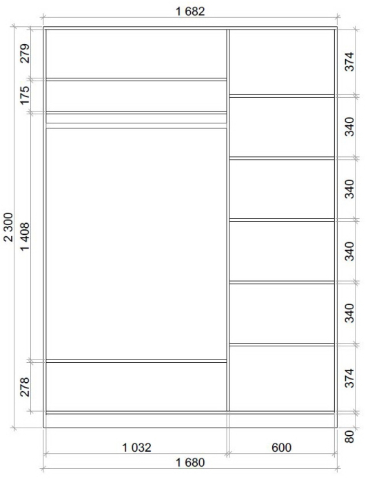 Шкафы-купе, Хит-23-17-15 Шкаф-купе 2-х дверный с зеркалом (2300х1682х620)