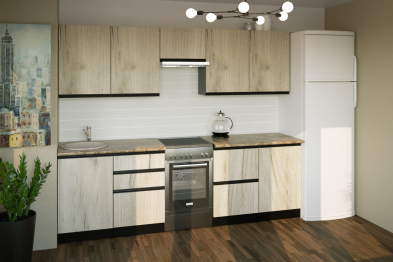 Кухонный гарнитур Равенна мега 2,5 м Дуб браун ЛДСП