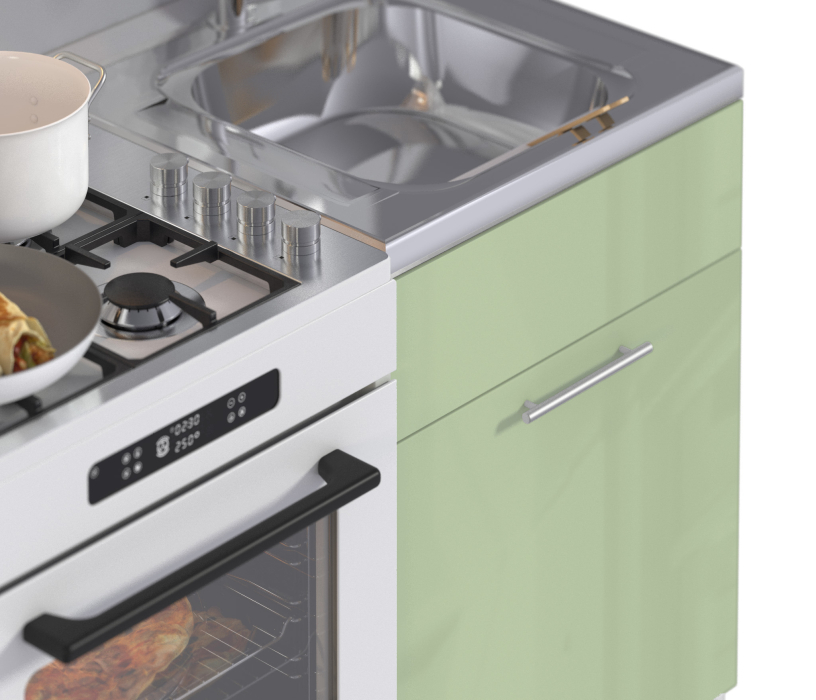 Кухонные гарнитуры, Анна Салатовый Металлик L-1800