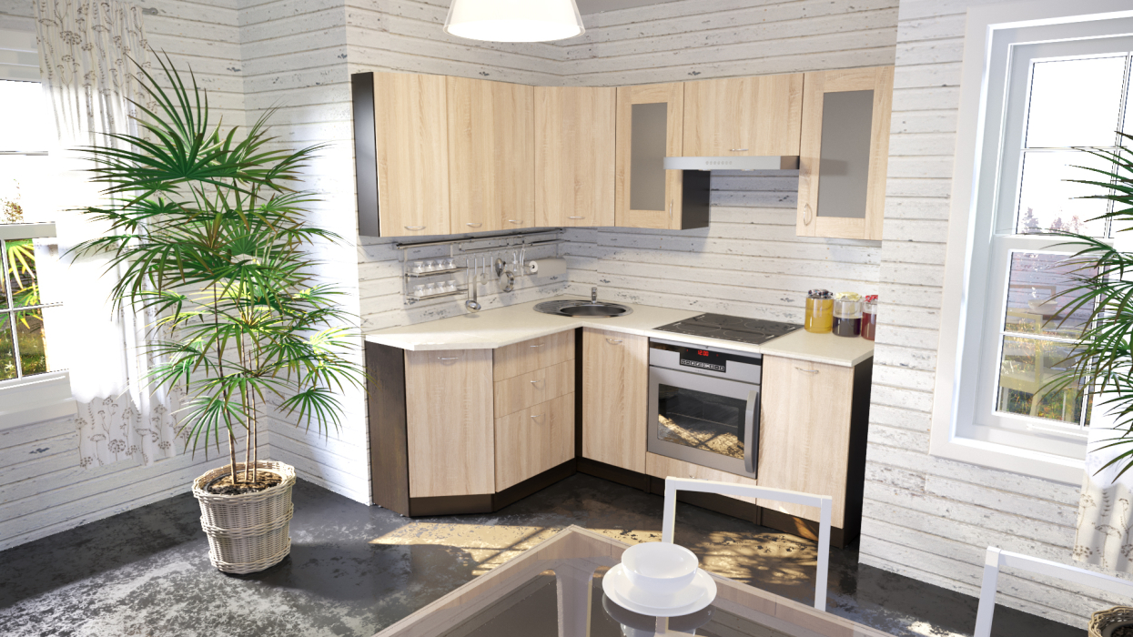 Кухонные гарнитуры, Кухонный гарнитур Симона мега прайм 2,0 х 1,5 м Дуб Сонома ЛДСП