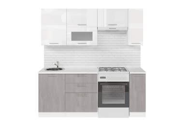 Кухонный гарнитур Терция ультра 2,0 м Белый глянец/Бетон Светлый ЛДСП