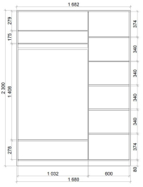 Хит-23-17-11 Шкаф-купе 2-х дверный (2300х1682х620)