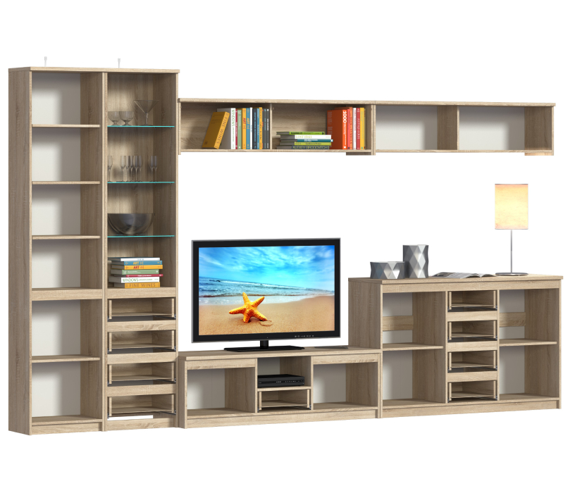 Стенки для гостиной, Гостиная Веста Дуб Сонома L-3800