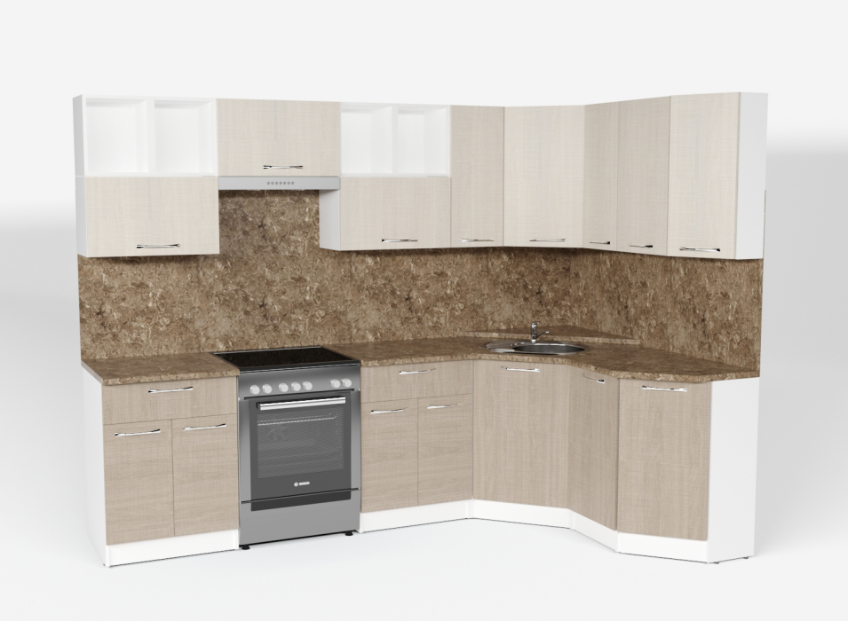 Кухонные гарнитуры, Кухонный гарнитур Ольга оптима 5 2,7 х 1,6 м Латте / Карамель ЛДСП