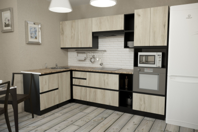 Кухонный гарнитур Равенна мега прайм 1,5 х 2,7 м Дуб браун ЛДСП