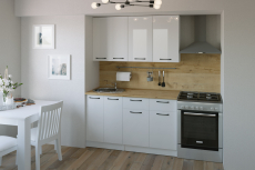 Кухонные гарнитуры, Кухня Жасмин медиум 2 1,4 м Белый глянец ЛДСП