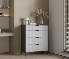 Комоды, Комод Тренд СБ-3444 4 ящика Белый Диамант серый/МДФ Джаз серый