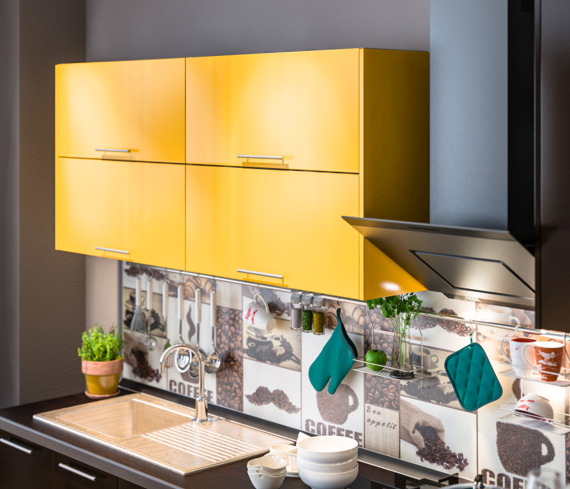 Лидеры продаж модульных кухонь, Анна L-2800 Желтый/Шоколад