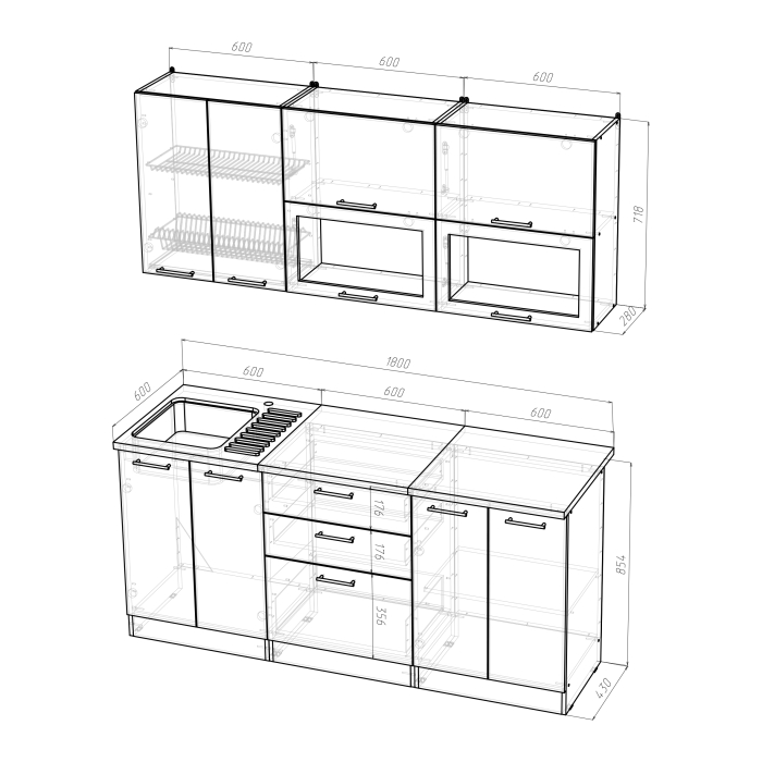 Кухонные гарнитуры, Кухонный гарнитур Лариса макси 2 1,8 м Латте ЛДСП