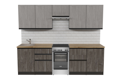 Кухонный гарнитур Симфония мега 2,5 м Бетон светлый/Бетон темный ЛДСП