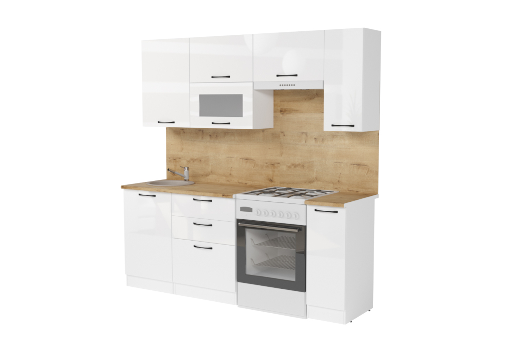 Кухонные гарнитуры, Кухня Жасмин ультра 2,0 м Белый глянец ЛДСП