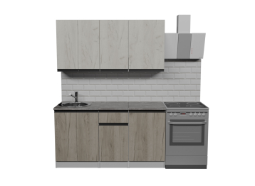 Кухонный гарнитур Паола нормал 1,5 м Дуб грей/Дуб Браун ЛДСП