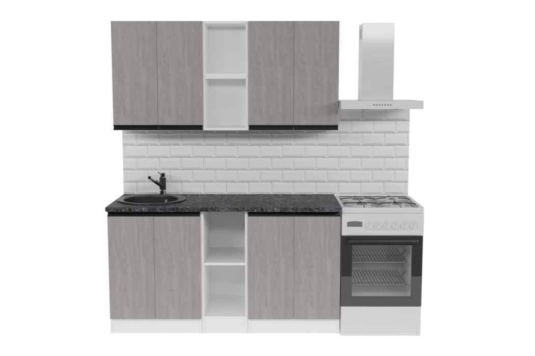 Кухонные гарнитуры, Кухонный гарнитур Сюита нормал 1,5 м Бетон светлый ЛДСП