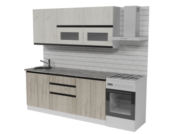 Кухонный гарнитур Паола макси 1,8 м Дуб грей/Дуб Браун ЛДСП