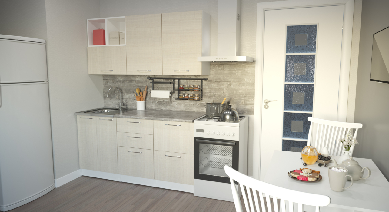 Кухонные гарнитуры, Кухонный гарнитур Лариса стандарт 4 1,6 м Латте ЛДСП