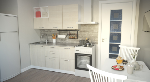 Кухонный гарнитур Лариса стандарт 4 1,6 м Латте ЛДСП