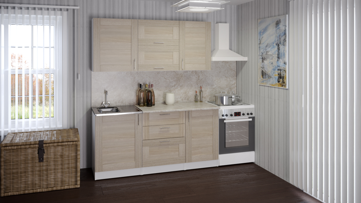 Кухонные гарнитуры, Кухня Лира экстра 1,7 м Квадро Шимо светлый ЛДСП