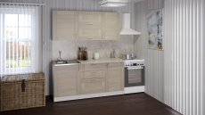 Кухонные гарнитуры, Кухня Лира экстра 1,7 м Квадро Шимо светлый ЛДСП