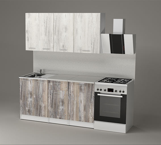 Кухонные гарнитуры, Кухонный гарнитур Инна нормал 1,5 м Пайн Белый/Пайн Экзотик ЛДСП