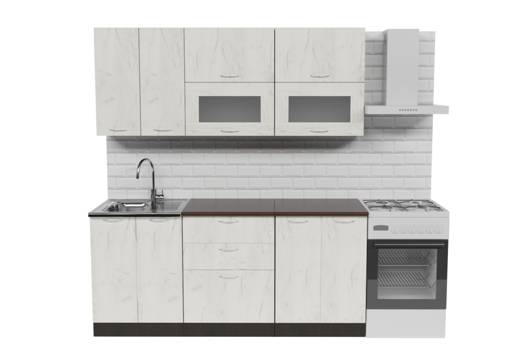 Кухонные гарнитуры, Кухонный гарнитур Лоретта макси 1,8 м Дуб грей ЛДСП