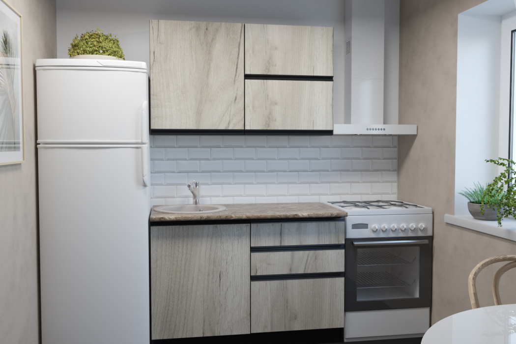 Кухонные гарнитуры, Кухонный гарнитур Равенна лайт 1,2 м Дуб браун ЛДСП