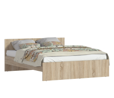 Кровати 160 см, Кровать Мамбо СБ-2679 дуб сонома с основанием и матрасом Эластик 14 160х200