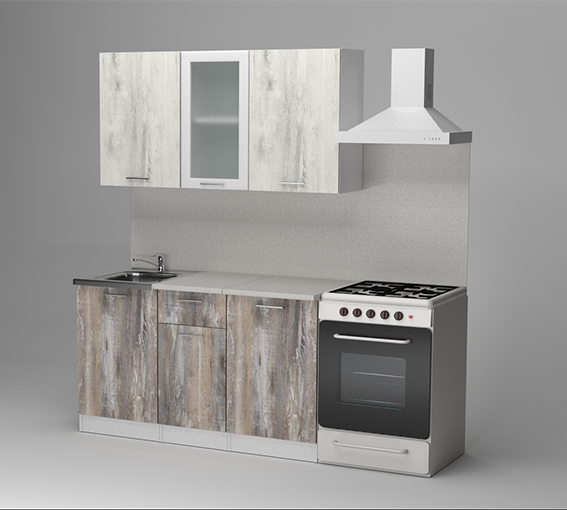 Кухонные гарнитуры, Кухонный гарнитур Инна медиум 1,4 м Пайн Белый/Пайн Экзотик ЛДСП