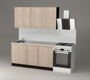 Кухонный гарнитур Светлана нормал 1,5 м Ясень Шимо Светлый ЛДСП