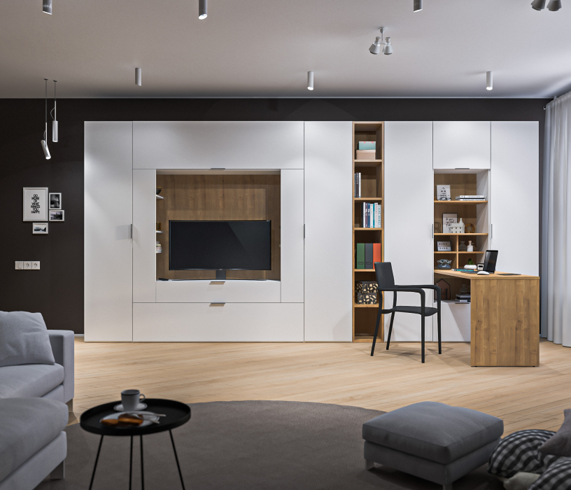 Стенки для гостиной, Гостиная с рабочим столом Мальта