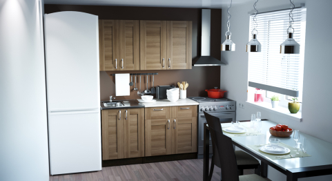 Кухонный гарнитур Кира медиум 1,4 м Квадро Шимо темный ЛДСП