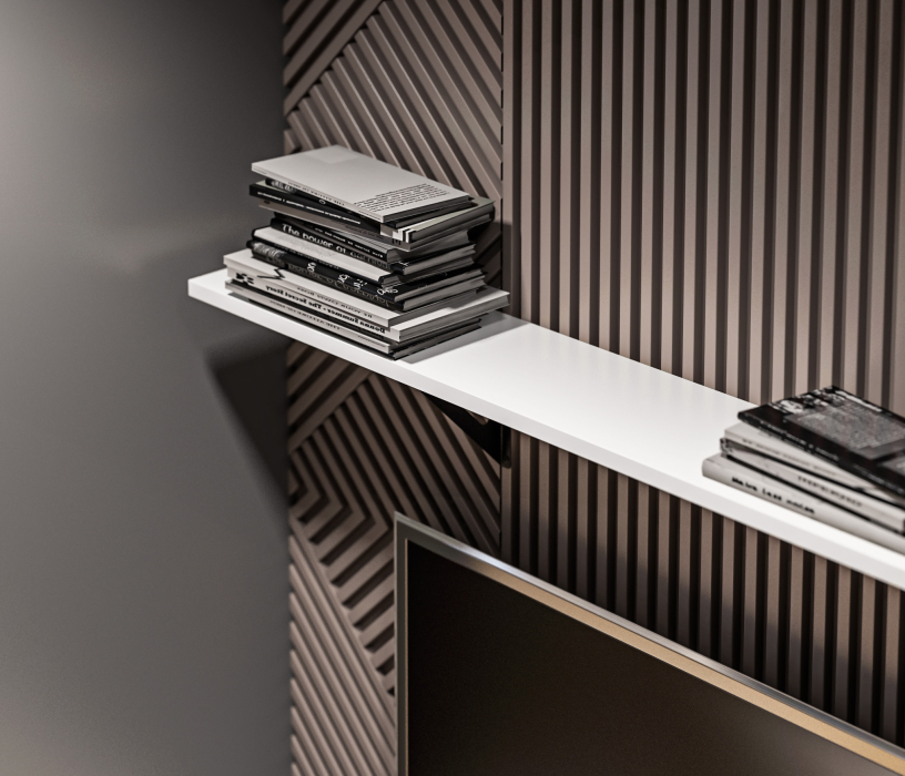 Настенные полки, Твин СБ-3387 Полка Белая 157 см с белым менсолодержателем