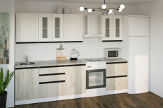 Кухонные гарнитуры, Кухонный гарнитур Паола компакт 2,2 м Дуб грей/Дуб Браун ЛДСП