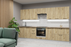 Кухонные гарнитуры, Кухонный гарнитур Янтарь 3,0 м Дуб золотой ЛДСП