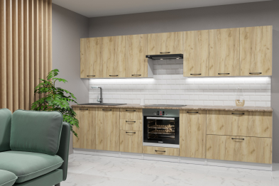 Кухонный гарнитур Янтарь 3,0 м Дуб золотой ЛДСП