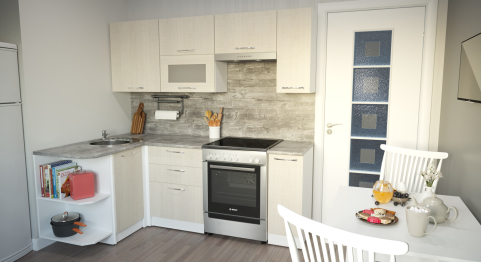 Кухонный гарнитур Лариса прайм 2 1,3 х 2,1 м Латте ЛДСП